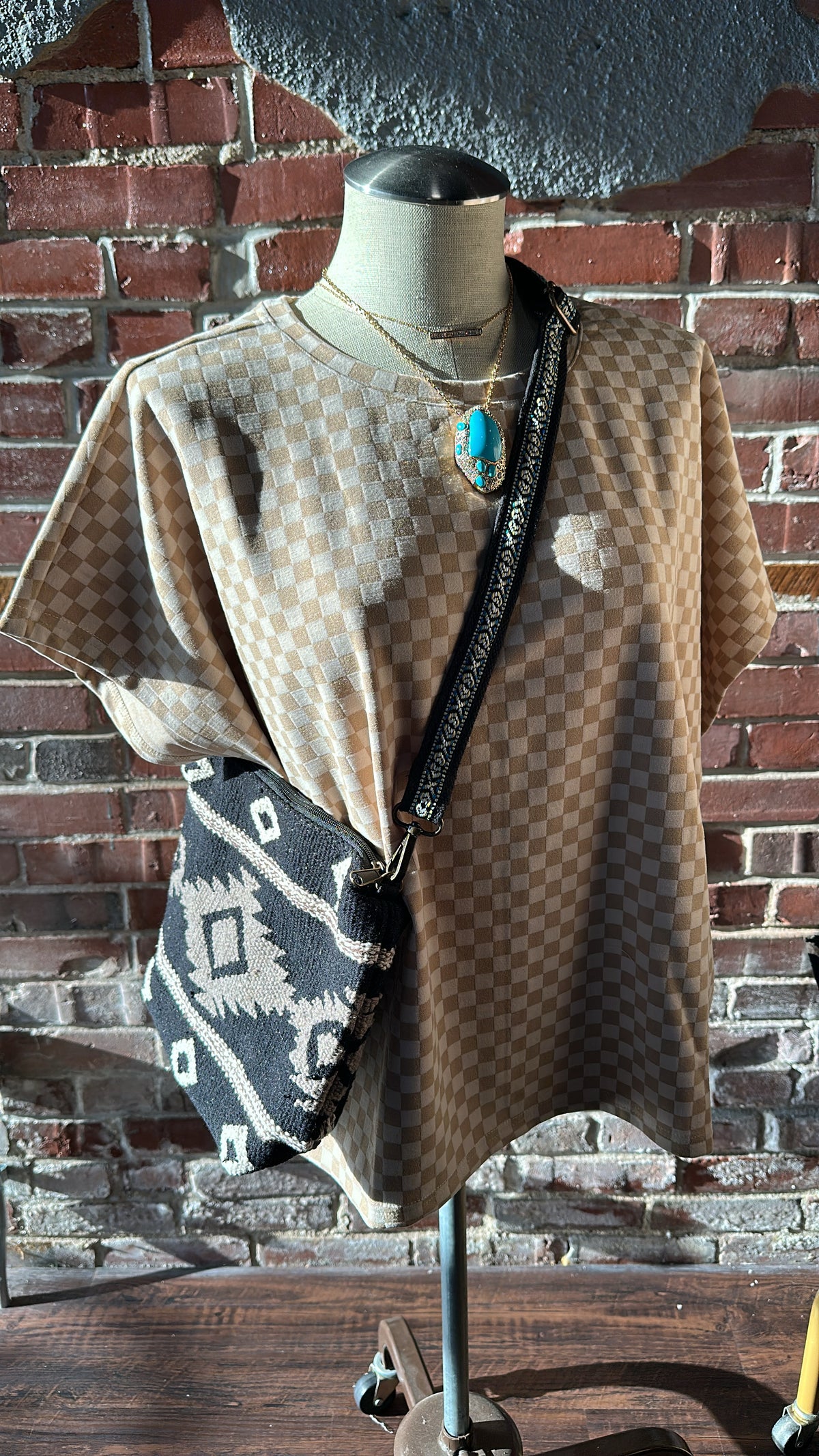 Almond Check Top