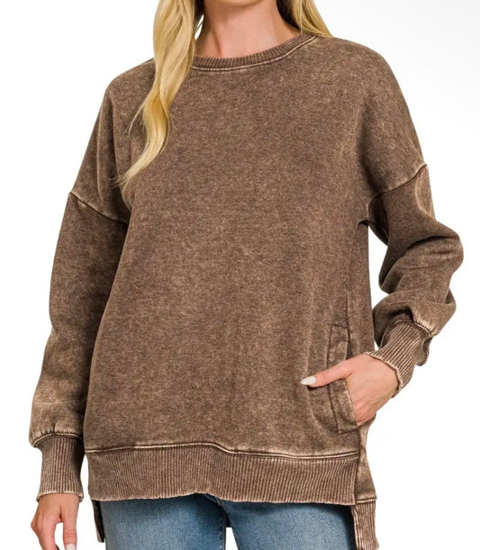 Chocolate HI-Low Hem Pullover